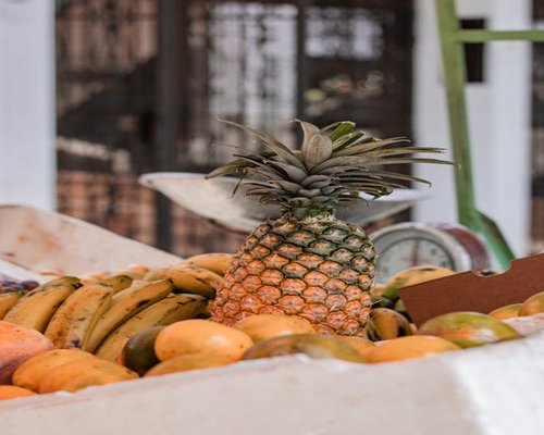 Fresh vegetables and fruits from a local Colombian market