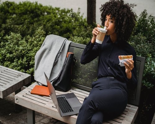 A person enjoying a quiet lunch break